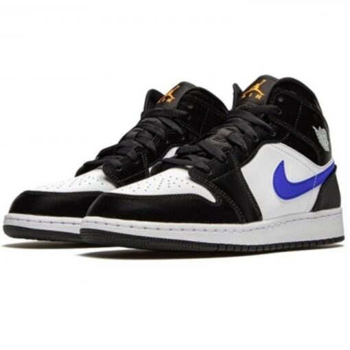 Air Jordan 1 Mid Black Racer Blue White - Sneaker basket homme femme - 2