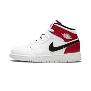 Air Jordan 1 Mid White Black Gym Red - Sneaker basket homme femme - 1