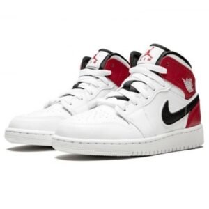 Air Jordan 1 Mid White Black Gym Red - Sneaker basket homme femme - 2