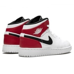 Air Jordan 1 Mid White Black Gym Red - Sneaker basket homme femme - 3