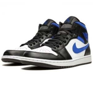 Air Jordan 1 Mid White Black Racer Blue - Sneaker basket homme femme - 2