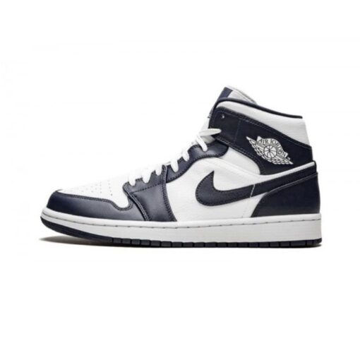 Air Jordan 1 Mid White Metallic Gold Obsidian - Sneaker basket homme femme - 1