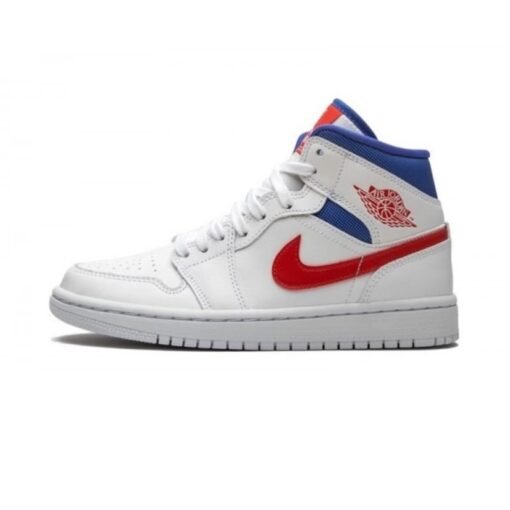 Air Jordan 1 Mid White Red Royal - Sneaker basket homme femme - 1