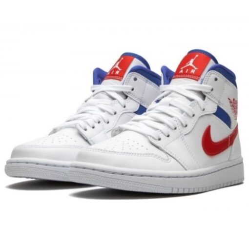 Air Jordan 1 Mid White Red Royal - Sneaker basket homme femme - 2