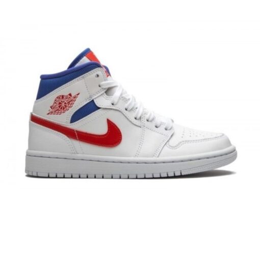 Air Jordan 1 Mid White Red Royal - Sneaker basket homme femme - 3